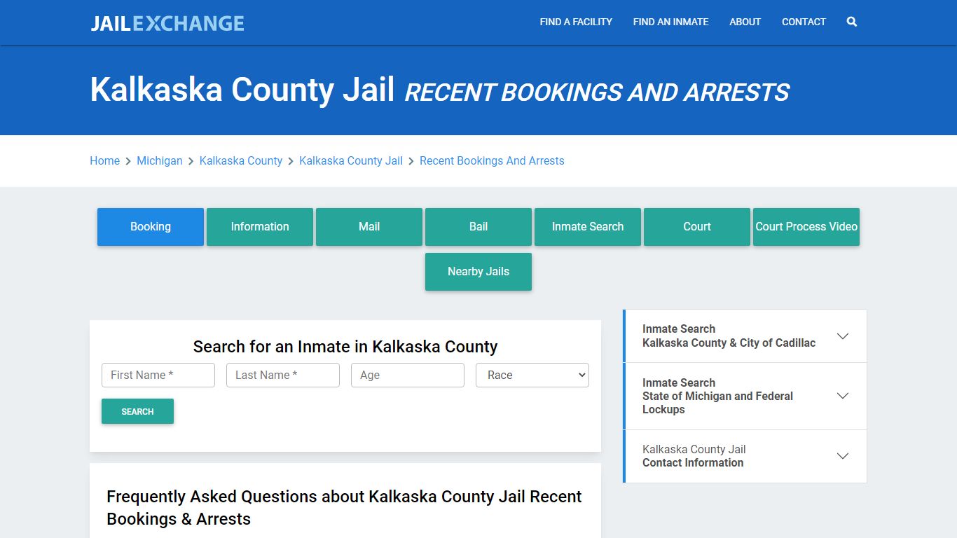 Kalkaska County Jail Recent Bookings And Arrests - Jail Exchange