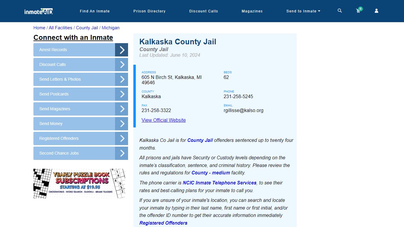 Kalkaska County Jail - Inmate Locator